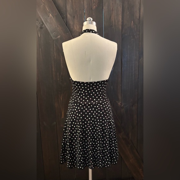 Polka Dot Halter Dress - Black and White - Picture 2 of 2
